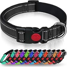 Reflective Nylon Neoprene Adjustable Padded Dog Collar - Various Sizes & Colours