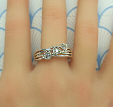 Vintage 925 Sterling Silver and Diamonique CZ Valentine Heart Ring with Box