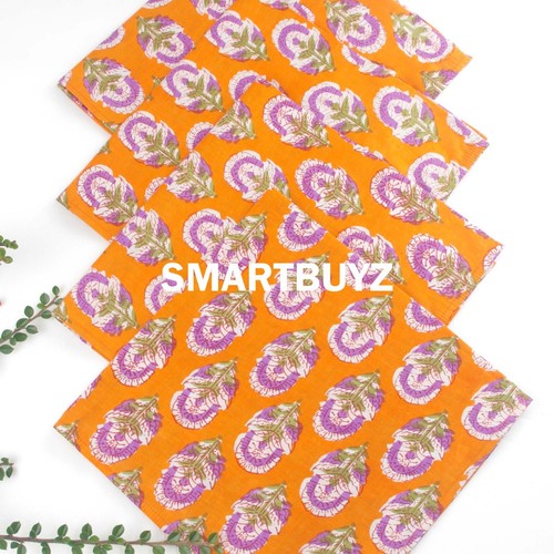 Orange purple floral block - orange,