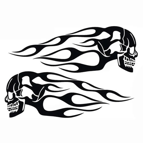 Pair motorcycle skull flame - motorcycle,