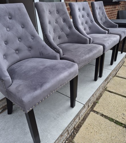 Velvet dining chairs button - dining,