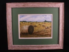 Original  7" x 5" Watercolour Painting, 'Harvest Time' framed picture 30 x 25cm
