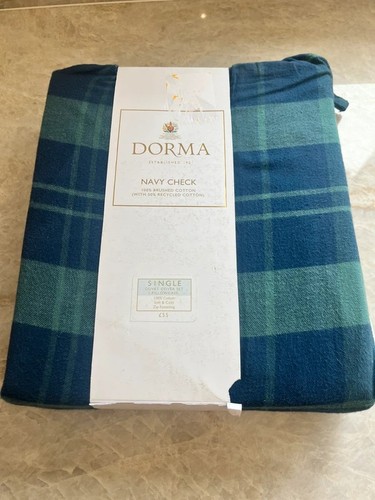 Dorma navy check single duvet - check,