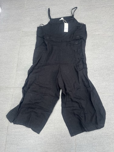 Black linen jumpsuit size - black,