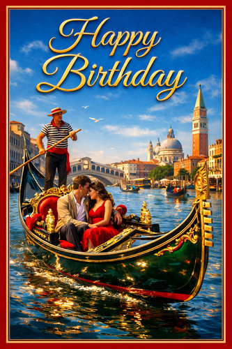 Venice gondola birthday - venice, card