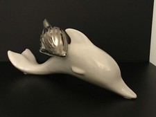 Unusual Dolphin Sculpture - Silver/White