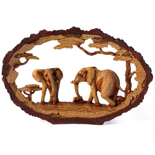Elephant ornament resin wood - ornament,