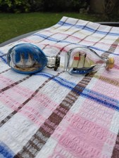 Vintage 2 miniature ships in Dimple bottles