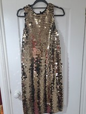 Next Gold Sequin Glitter Dress knee length - UK Size  14  