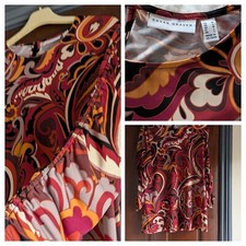 Women's Top Tunic Susan Graver Size 14-16? Brown Red Mix Made in Italy Fab