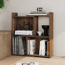 Expandable Wooden Book Shelf Bookcase Shelving Corner Display Storage Rack Stand