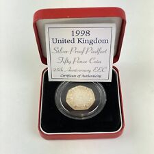 Royal Mint 1998 United Kingdom Silver Proof Piedfort 50p Fifty Pence EEC Coin