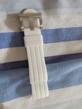 24mm T.W.Steel White Rubber Watch Strap with Silver Buckle