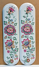 PAIR OF PORCELAIN DOOR FINGER PLATES FLORAL/PASSION FLOWER DESIGN