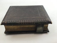 Antique Leather Victorian Photographic Album of Portraits-Embossed, Metal Clasp
