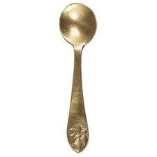 Brass Salt Spoon, Set of 2 Small Vintage Antique Style, Sugar/Mustard Metal