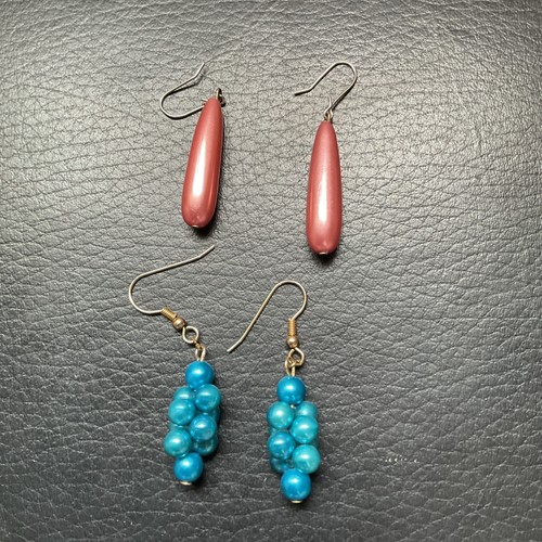 Vintage earrings one pink - earrings.,