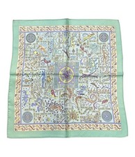 HERMES Petit Carre 45 Silk Scarf Forces De La Vie C. Henry Green Tags No Box Use