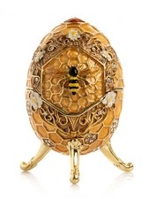 Keren Kopal Honeycomb Bee Egg  Trinket Box Decorated with  Austrian Crystals