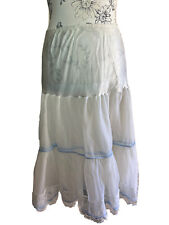 Vintage Petticoat Under Skirt Full Swing Blue White 100% Nylon Knee Length 8-14