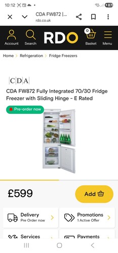 Fw872 30 fridge - ,
