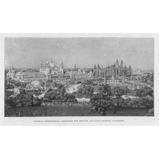 GLASGOW International Exhibition Grounds at the University - Antique Print 1901