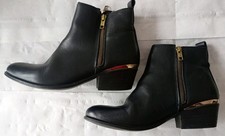 STEVE MADDEN DOUBLE ZIP LEATHER  ANKLE BOOTS SIZE 7.5