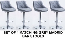 4 X Grey Faux Leather Madrid
