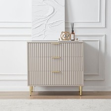 Dusk Evie Matte Taupe & Gold Effect 3 Drawer Chest RRP £119