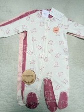 BNWT Next Baby Girl 3 Pack Zip Sleepsuits Babygrows Size Age 6-9 Months