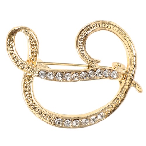 Golden alloy letter brooch pin - golden,