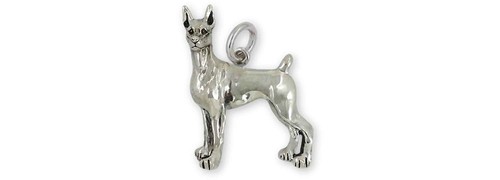 Doberman charm sterling silver - doberman,