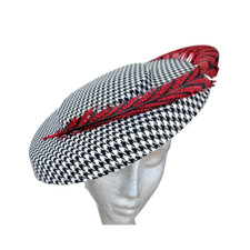 Albie - Hounds tooth Blk & Wht hatinator  Red/Black Lady Amehurst feather ASCOT