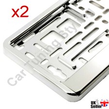 2 x Chrome Car Number Plates Surrounds Holder For Jaguar
