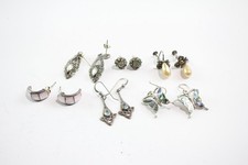 Sterling Silver Earrings Celtic Marcasite Abalone MOP Simulated Pearl x 6 (17g)