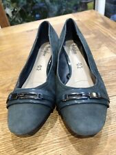 M&S FootGlove Shoes Green Leather Suede Patent Size 6 Wide Fit