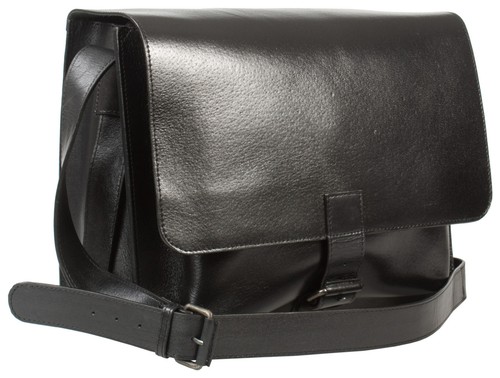 Black leather messenger bag - messenger,