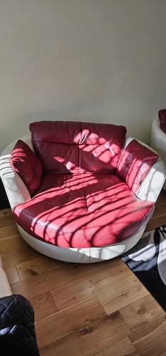 Dfs cream and burgundy - cream, swivel