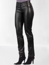 New Women's Black Leather Pant 100% Real Lambskin Style Slim Fit Jeans Pant