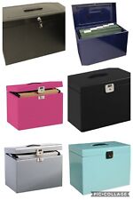 A4 & Foolscap Lockable Storage Boxes Document File Box Metal Desk Organiser NEW