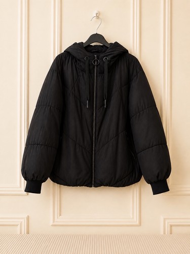 Zara black hooded quilted - zara,