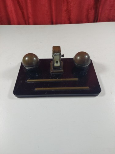 Antique ink wells desk - ink,