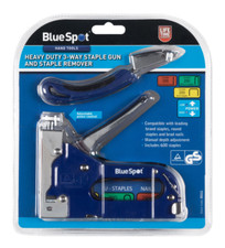 BlueSpot Staple Nail Gun and Staple Remover Set Heavy Duty 3 Way Cable Tacker