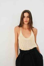 Free People Time To Shine Scoop Neck Tank Top, Sand Ivory, Small, RRP $108