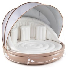 COSTWAY Inflatable Pool Float Floating Island w/Detachable Sunshade Canopy White