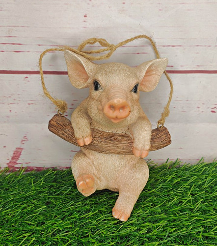 Hanging pig figurine swing - pig,