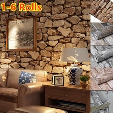 3D Effect Brick Wallpaper Realistic Slate Stone Living Room Wall Decor 1-6 Rolls