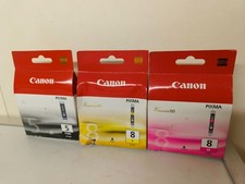 Canon new original Pixma PGI-5BK + CLI-8Y + CLI-8M ink cartridges as Job Lot