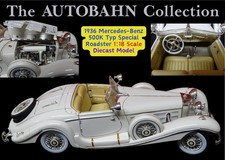 CLASSIC 1936 MERCEDES-BENZ 500K ROADSTER BIG 1:18 SCALE BURAGO DIECAST MODEL CAR