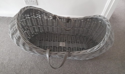Grey wicker baby basket - baby, with